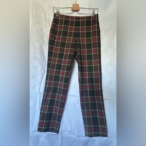 Plaid Trousers with Red and Yellow Accents